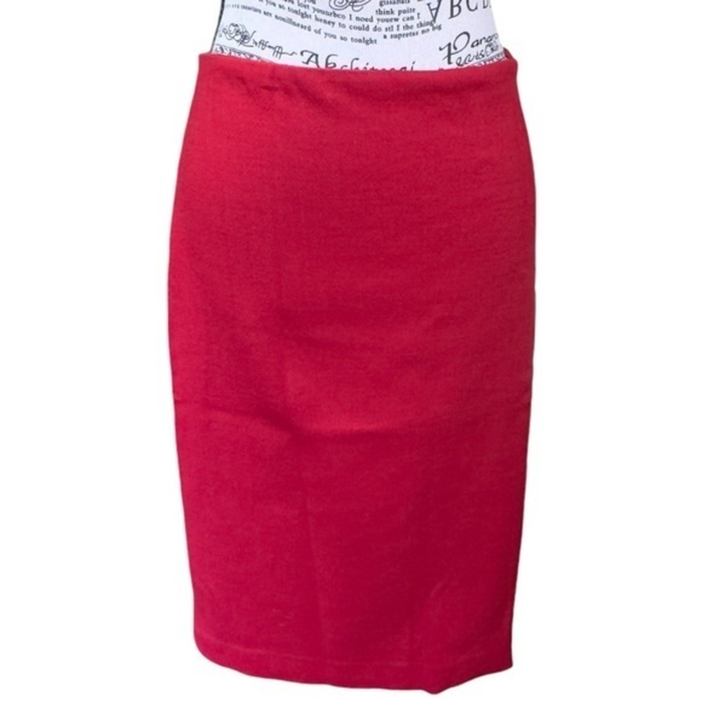 Michael Kors 98% Wool Blend Made In Italy RED Pencil Skirt Open Slit Front
